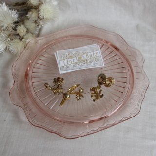 vintage pink glass cake plate/ӥơ ԥ󥯥饹 ץ졼(545A3)