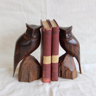 vintage wood owl bookends /ӥơ å ե ֥å(184A1)