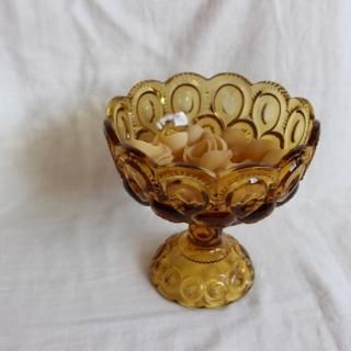 vintage amber Glass candy bowl/ӥơ С 饹 ǥ ܥ/ʪ(734)