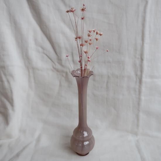 Vintage Smoke Pink Glass Flower Vase ビンテージ スモークピンクフラワーベース 花器 一輪挿し 736