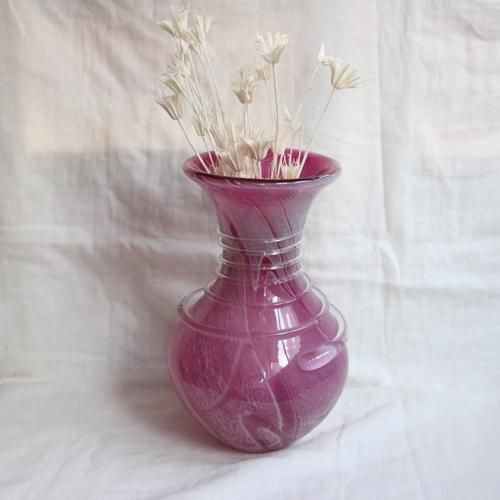 Vintage Pink Glass Flower Vase ビンテージ ピンク ガラス フラワーベース 花器 花瓶