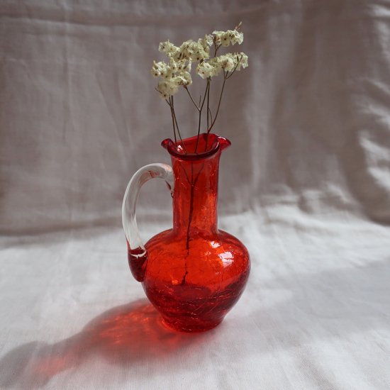 Vintage mini red glass flower vase/ビンテージ ガラス ミニフラワー
