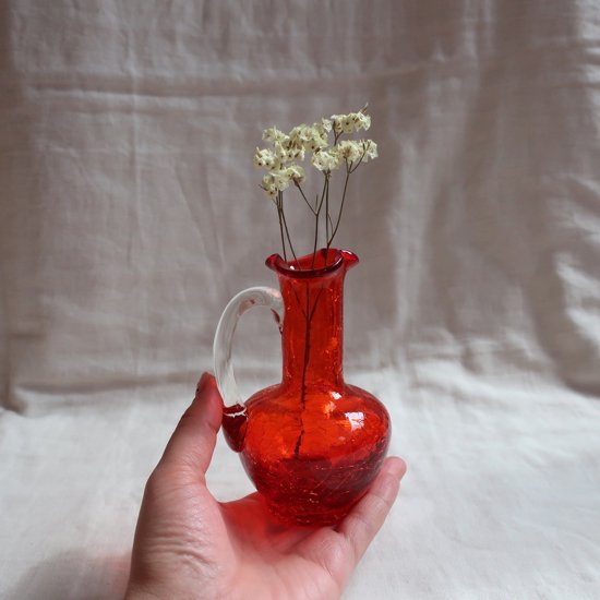 Vintage mini red glass flower vase/ビンテージ ガラス ミニフラワー