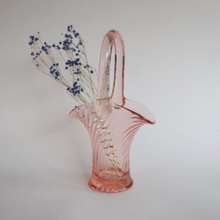 Vintage pink glass flower vase/ӥơ ԥ 饹 ե١/ִ/(758)
