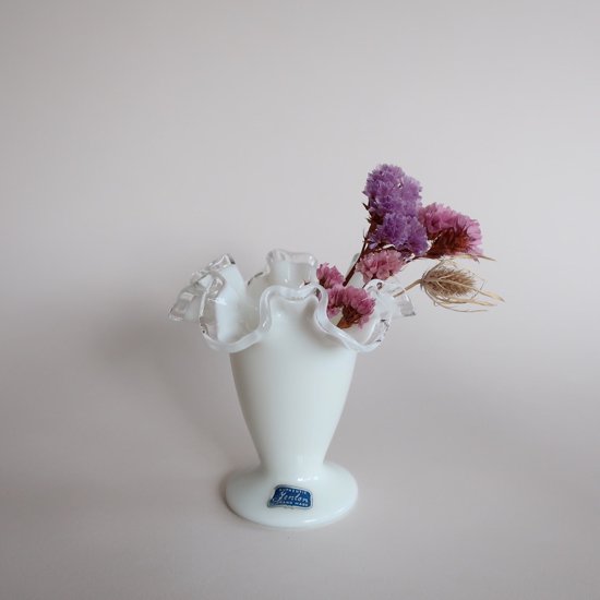 Vintage Fenton ruffle mini flower vase/ビンテージ フェントン社