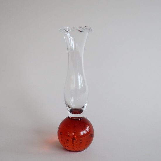 Vintage 1950s bubbles glass flower vase red/ビンテージ レッド