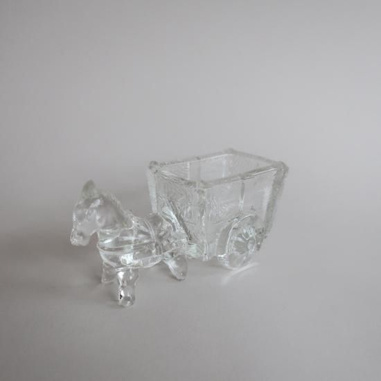 ガラスのお馬　小物入れ vintage mini glass Horse carriage /ビンテージ ガラス 馬車