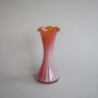 Vintage orange stripe glass flower vase/ӥơ  ȥ饤 ե١ /ִ/(820)