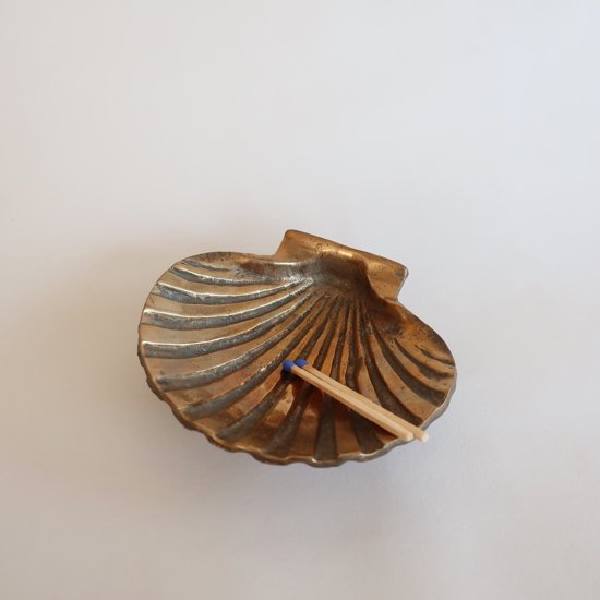 vintage shell motif brass tray/ビンテージ 真鍮 シェル トレー/小物