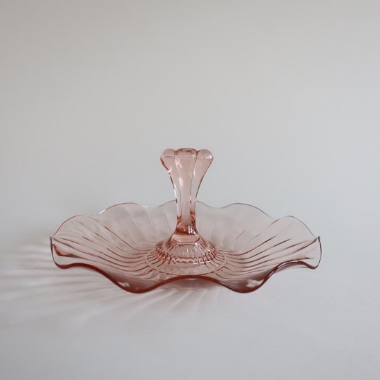 vintage Pink Glass Accessory Tray/ビンテージ ピンクガラス