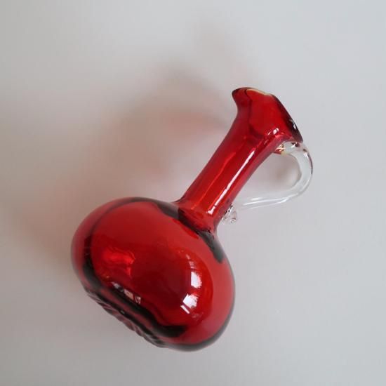 Vintage red glass flower vase/ビンテージ レッド ガラス