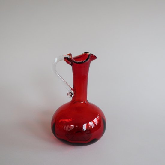 Vintage red glass flower vase/ビンテージ レッド ガラス フラワーベース /花器/花瓶(859)