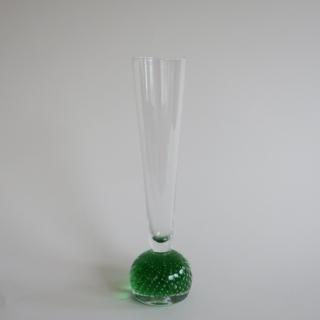 Vintage 1950s bubbles glass flower vase green/ӥơ Х֥ ꡼ 饹 ե١/ִ/ޤ(879)