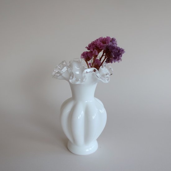 Vintage Fenton ruffle Silver Crest flower vase/ビンテージ 