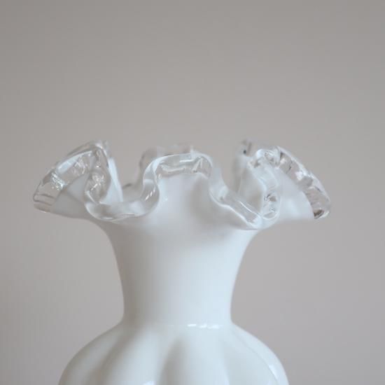 Vintage Fenton ruffle Silver Crest flower vase/ビンテージ Vintage Fenton ruffle Silver Crest flower vase/ビンテージ
