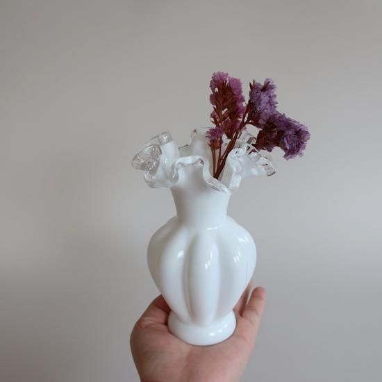 Vintage Fenton ruffle Silver Crest flower vase/ビンテージ Vintage Fenton ruffle Silver Crest flower vase/ビンテージ