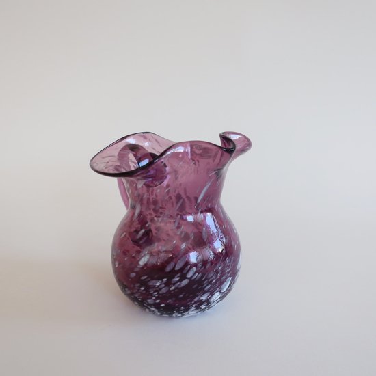 Vintage purple marble glass flower vase/ビンテージ パープル 