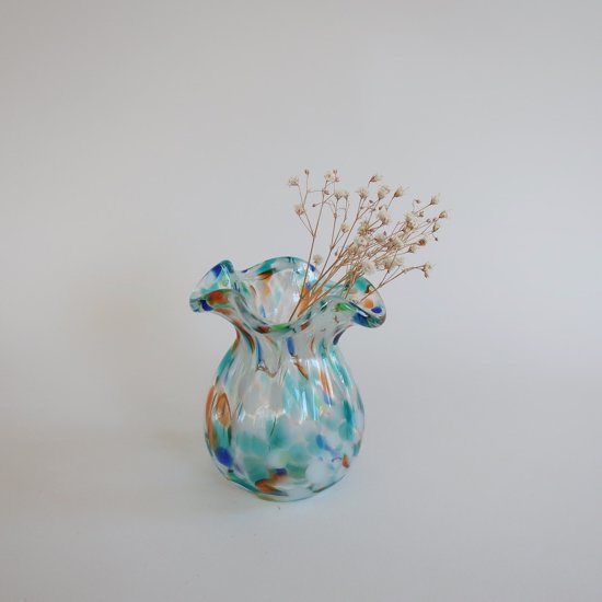 Vintage mini marble glass flower vase/ビンテージ マーブル ガラス