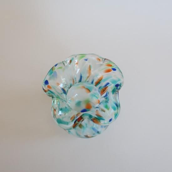 Vintage mini marble glass flower vase/ビンテージ マーブル