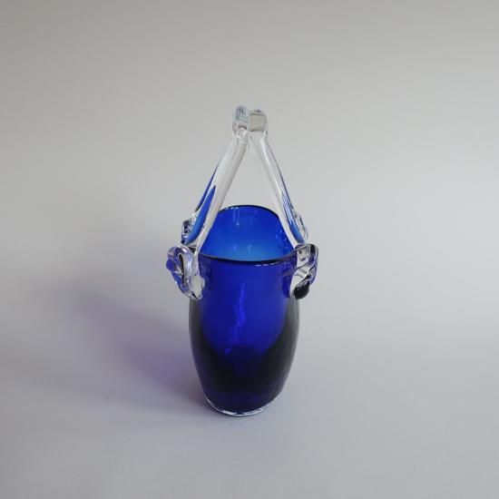 Vintage Aqua Blue glass flower vase/ビンテージ アクアブルー