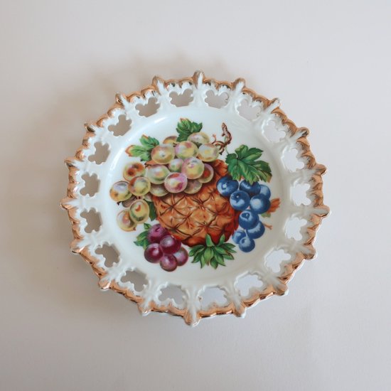vintage ceramic plate fruits/ビンテージ 陶器 プレート/皿/絵皿 