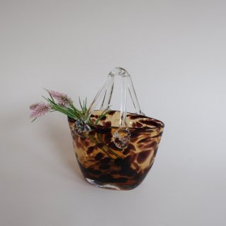 Vintage bag motif glass flower vase leopard/ӥơ Хå 饹 ե١/ִ/(924)