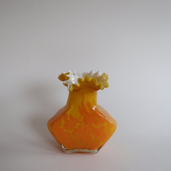 Vintage yellow×orange glass flower vase/ビンテージ イエロー