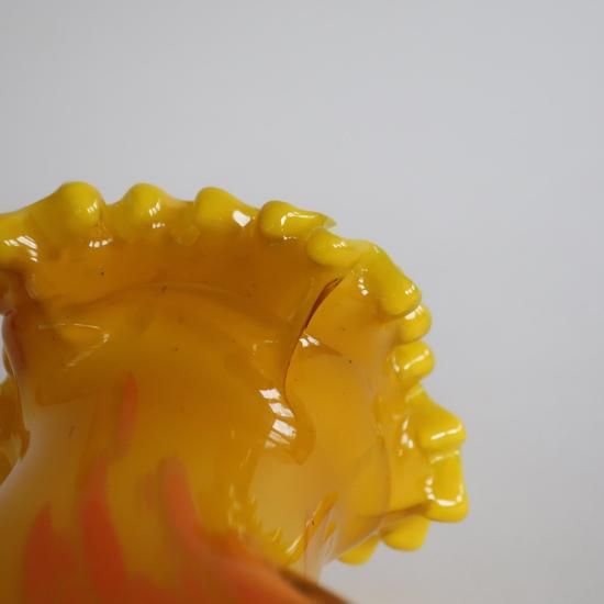 Vintage yellow×orange glass flower vase/ビンテージ イエロー