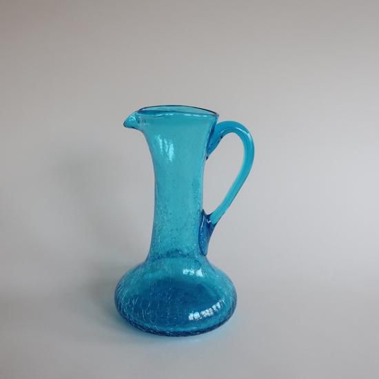 Vintage blue glass flower vase/ビンテージ ブルー ガラス フラワー