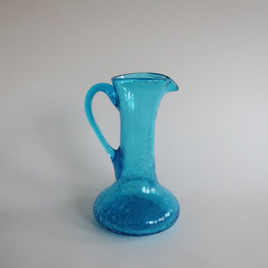 Vintage blue glass flower vase/ビンテージ ブルー ガラス フラワー