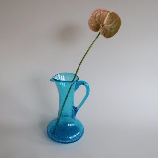 Vintage blue glass flower vase/ビンテージ ブルー ガラス フラワーベース /花器/花瓶(927)