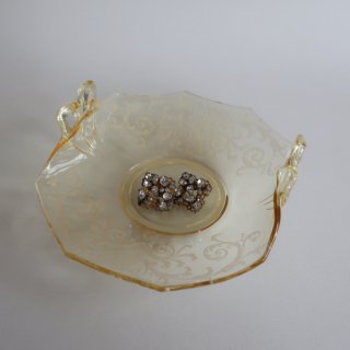 vintage Yellow Glass Accessory Tray/ӥơ 饹 ꡼ ȥ졼/饹(929)