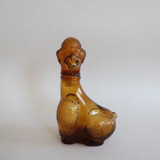 Vintage poodle motif amber glass bottle/ӥơ סɥ С饹 ܥȥ (938)