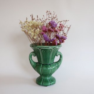 Vintage Ceramic Green Flower Vase/ӥơ ƫ ꡼ ե١/(948)