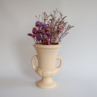 Vintage 40's Abingdon Pottery Ceramic beige Flower Vase/ビンテージ 陶器 ベージュ フラワーベース/花瓶(949)