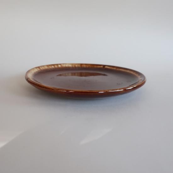 vintage USA Brown Drip Glaze ceramic plate/ビンテージ 陶器 飴色