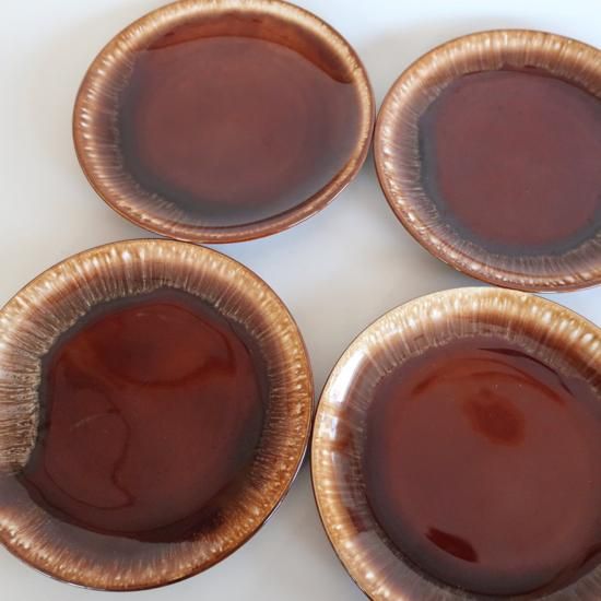 vintage USA Brown Drip Glaze ceramic plate/ビンテージ 陶器 飴色