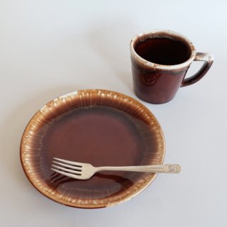 vintage USA Brown Drip Glaze ceramic plate/ӥơ ƫ   ץ졼/(958)