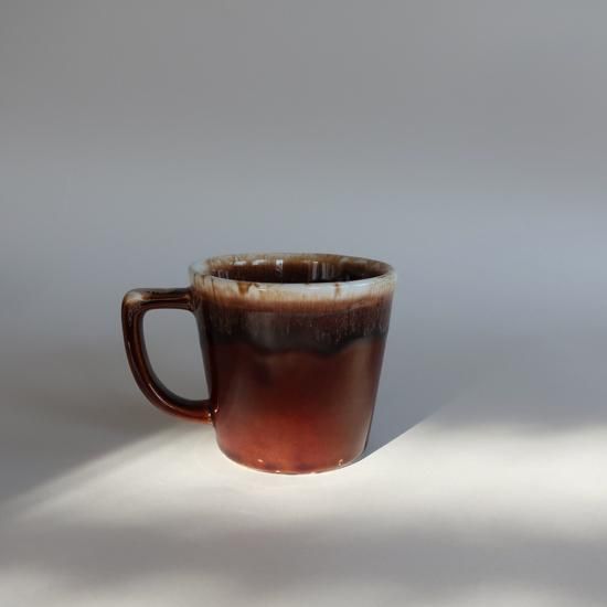 vintage USA Brown Drip Glaze ceramic Mug/ビンテージ 陶器 飴色 釉薬