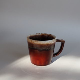 vintage USA Brown Drip Glaze ceramic Mug/ビンテージ 陶器 飴色 釉薬 マグ/マグカップ(959)