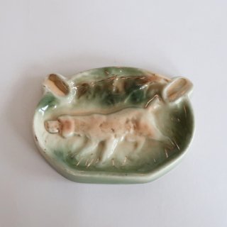 Vintage Ceramic Dog ash tray/ビンテージ 陶器 犬モチーフ アッシュトレー/灰皿(976)