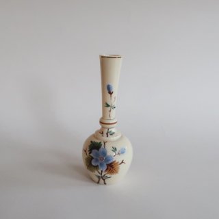 Vintage beige glass hand paint vase/ビンテージ ベージュ ガラス ハンドペイント フラワーベース /花器/花瓶(984)