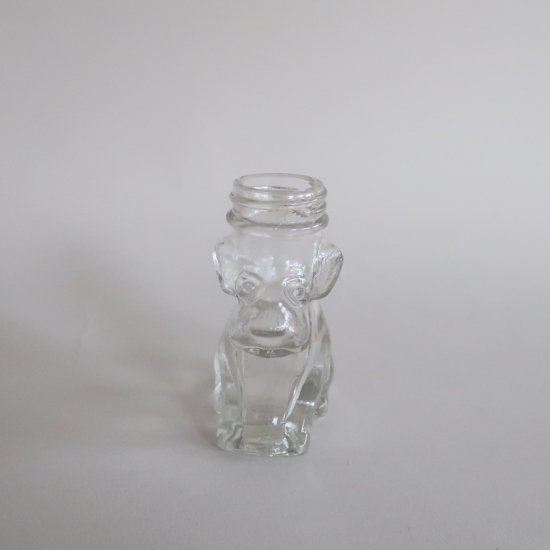 Vintage dog bottle mini glass vase/ビンテージ 犬モチーフガラス