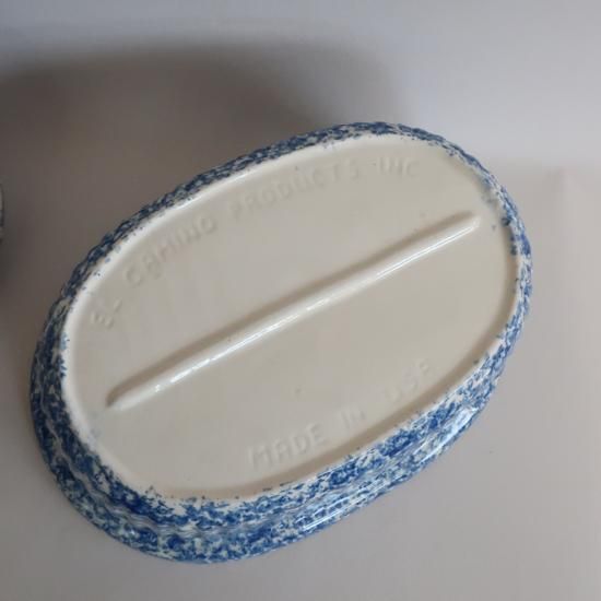 Vintage Blue Sponge Ware Duck Casserole/ビンテージ スポンジウェア