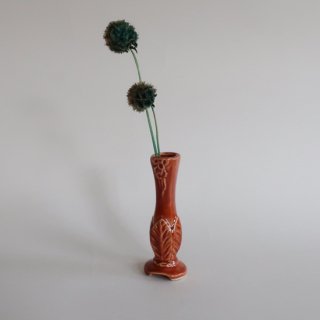 Vintage Brown Ceramic Mini Flower Vase/ビンテージ 陶器 ブラウン ミニ フラワーベース/花瓶(A006)