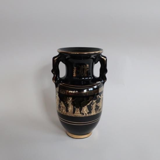 Vintage Ceramic Black×Gold Flower Vase/ビンテージ 陶器 ブラック
