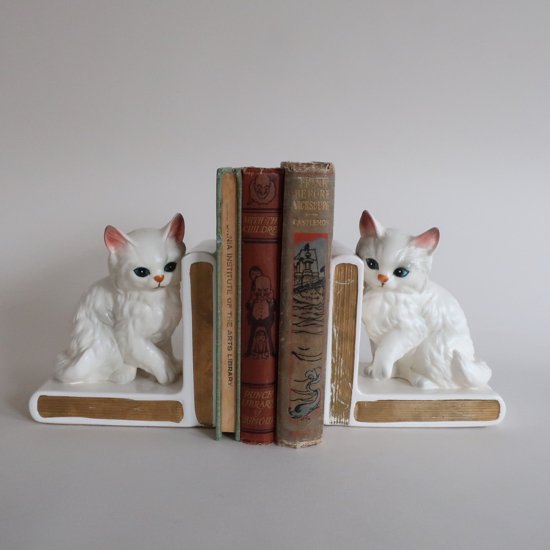 Vintage Ceramic Cat bookends/ビンテージ Lefton社製 陶器 猫モチーフ ...