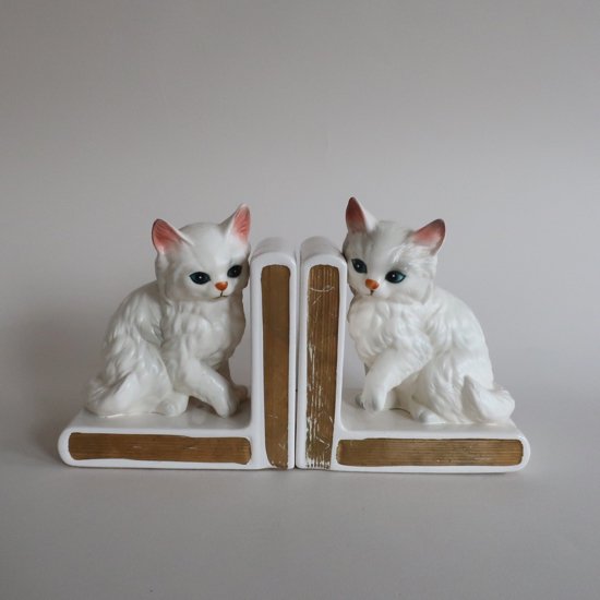 Vintage Ceramic Cat bookends/ビンテージ Lefton社製 陶器 猫モチーフ 
