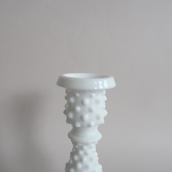 Vintage Fenton Milk Glass Hobnail candle holder/ビンテージ