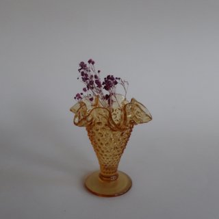 Vintage Fenton Hobnail Ruffled Small Amber Flower Vase/ӥơ С饹  ⡼ ե١ /ִ/ޤ(A030)